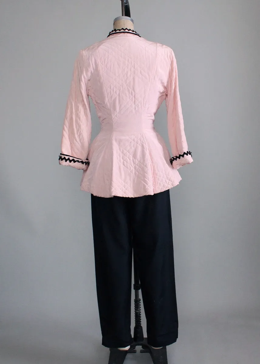 Vintage 1950s Pink and Black Lounging Set