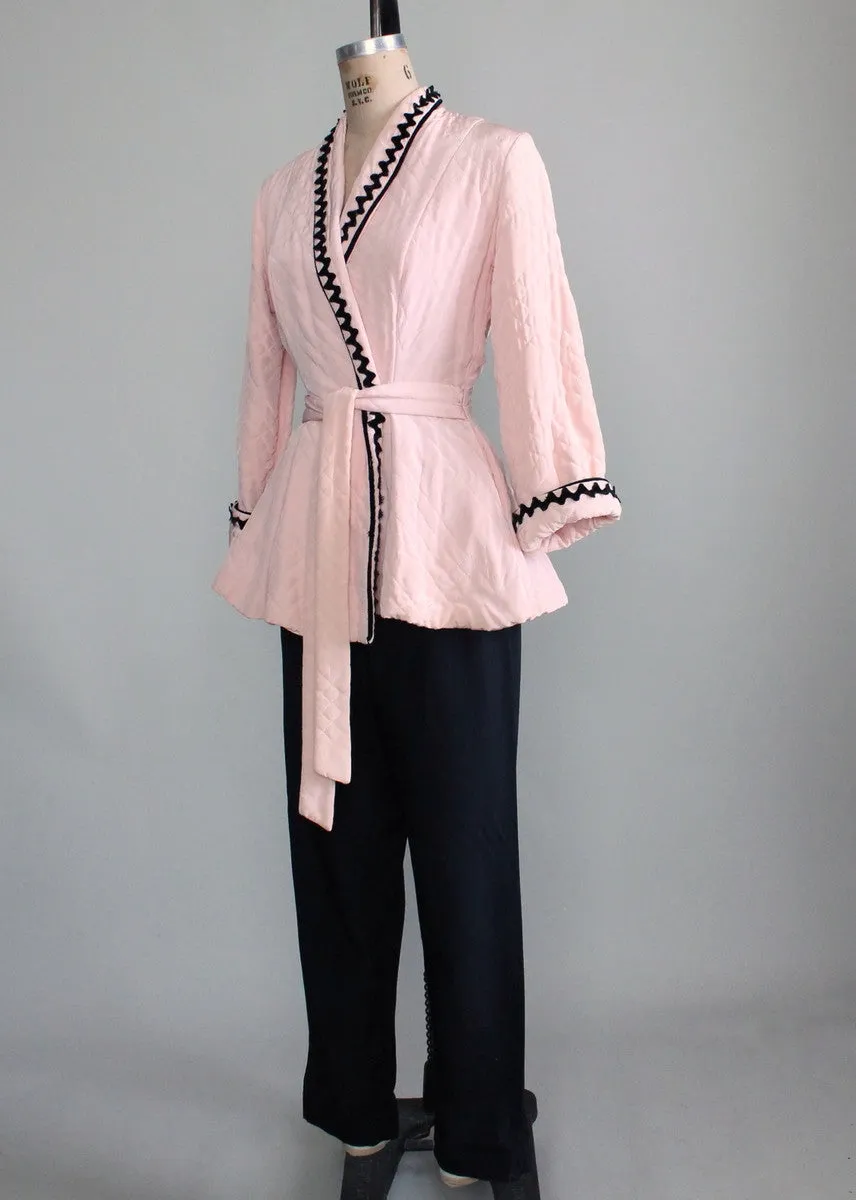 Vintage 1950s Pink and Black Lounging Set