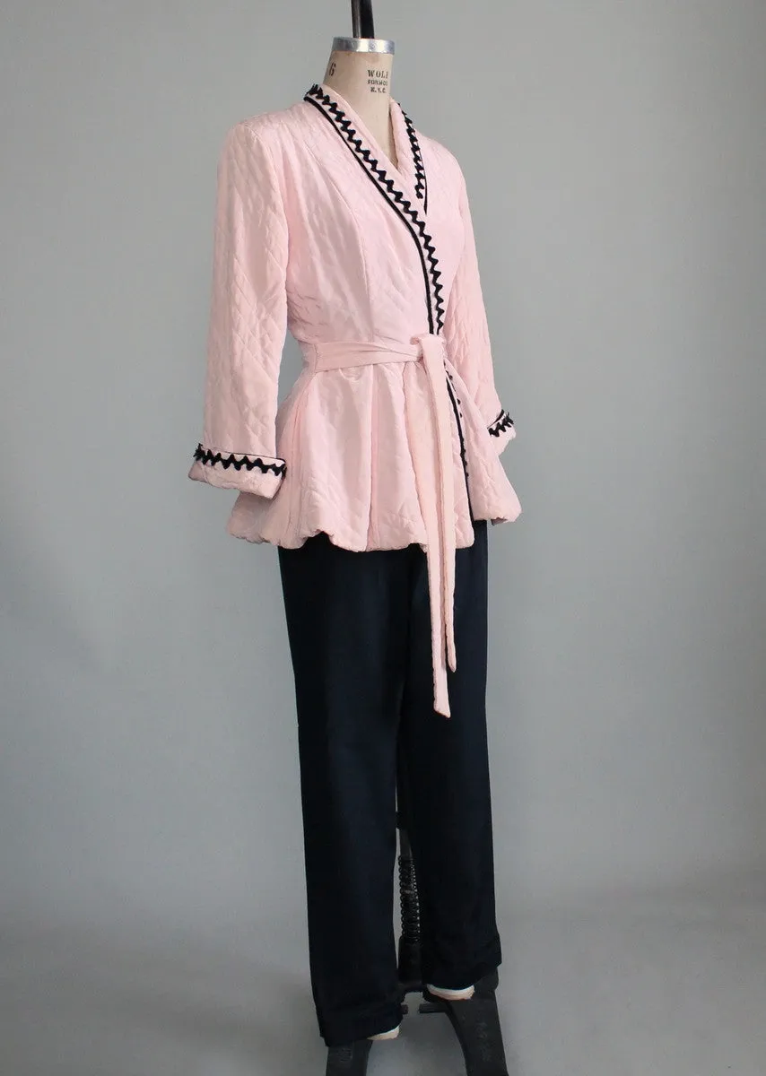 Vintage 1950s Pink and Black Lounging Set