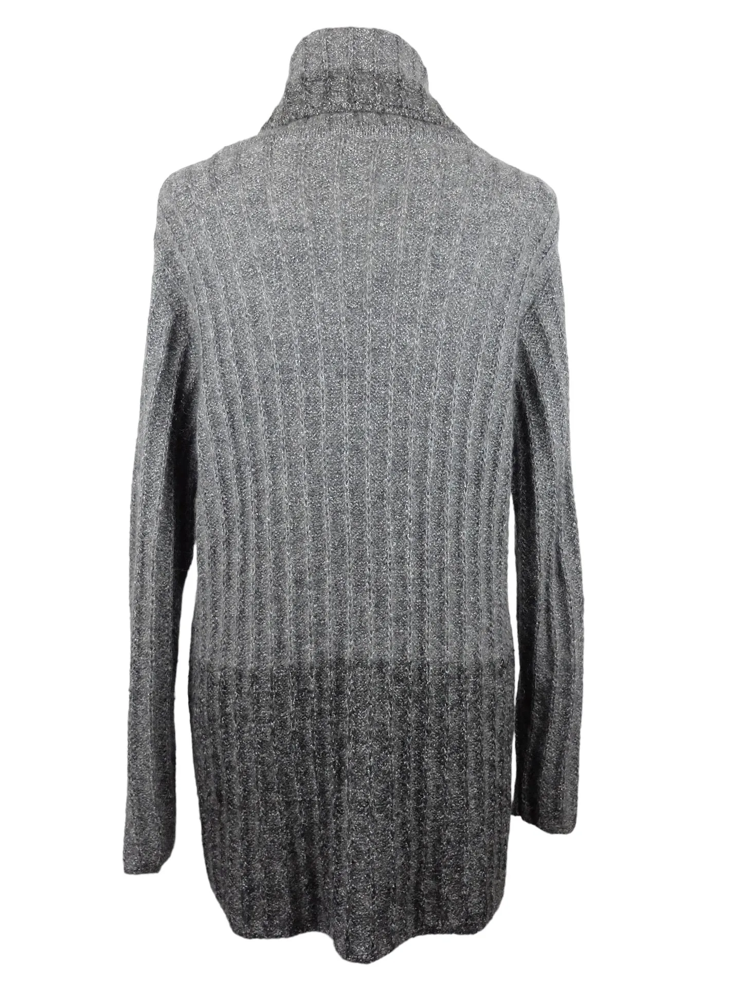 Vintage 2000s Y2K Chic Marella Designer Grey Colourblock High Slouchy Roll Neck Pullover Ribbed Long Tunic Sweater Jumper