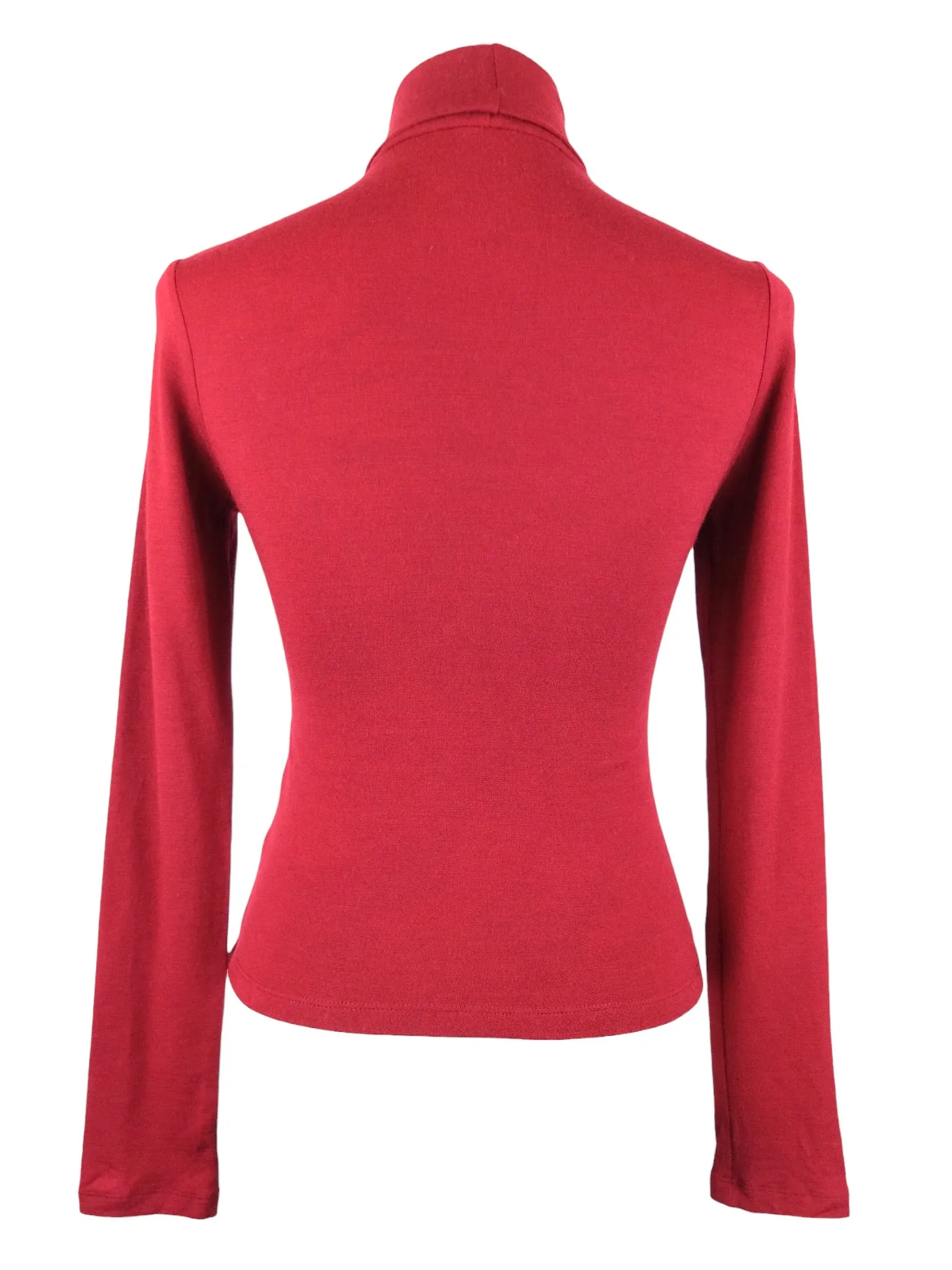 Vintage 2000s Y2K Red Wool Blend Long Sleeve Turtleneck Roll Neck Keyhole Jumper Sweater Blouse