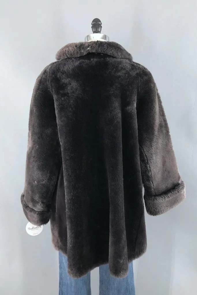 Vintage Smoke Grey Mouton Fur Coat