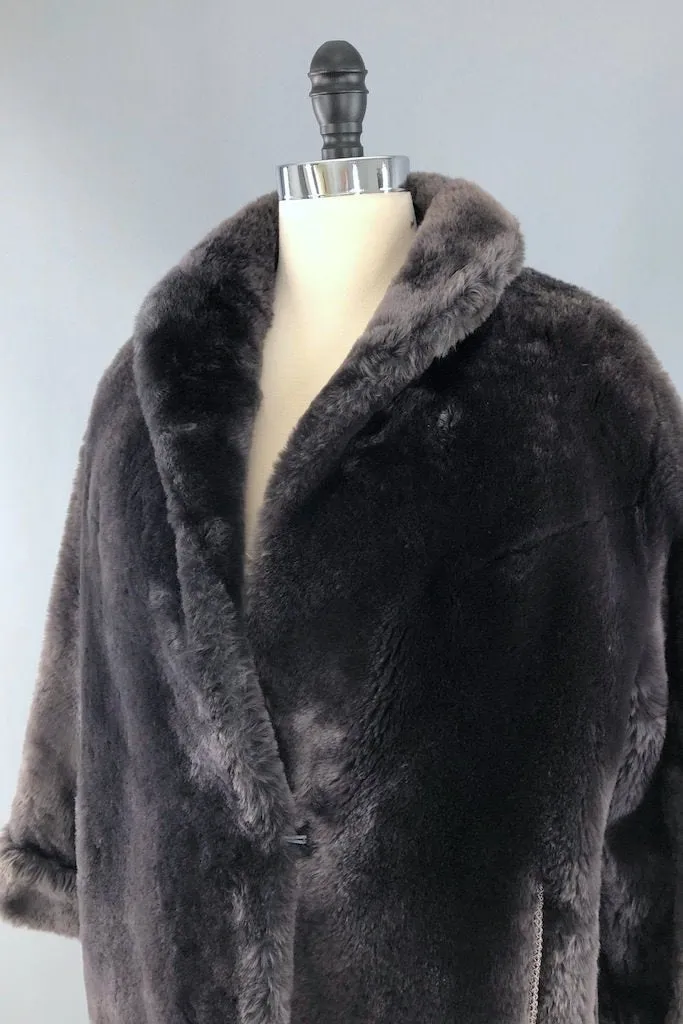 Vintage Smoke Grey Mouton Fur Coat