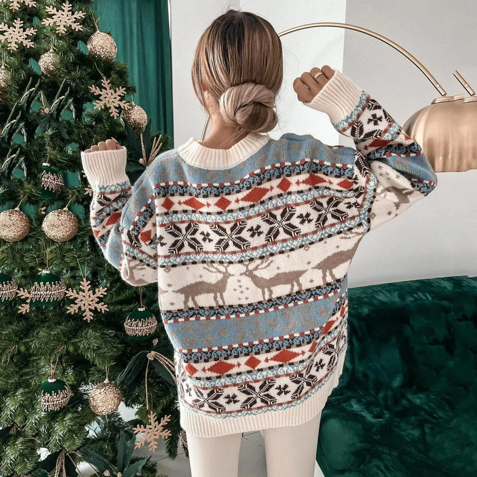 Wenkouban-Christmas Thanksgiving outfits_Oversized Y2K Full Sleeve Warm Thicken Winter Christmas Christmas Sweater