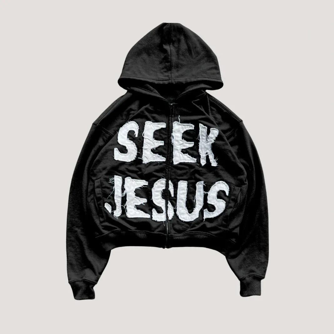 Wenkouban Thanksgiving Jesus bless you Patchwork Pattern Long Sleeve Pullover Hoodie Y2k Personality Trendy Street Wear men's and Women's