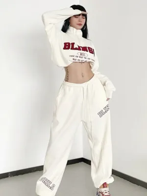 Wenkouban Y2K White Joggers Sweatpants Women Oversize Korean Streetwear Letter Print Jogging Sports Pants Harajuku Trousers Female