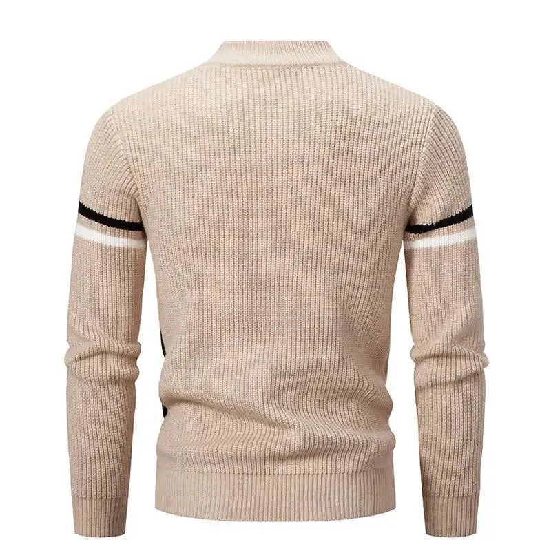 Wiaofellas  -  Autumn Winter O Neck Pullovers Men Patchwork Casual Knit Sweater Fashion Youthful Vitality Knitted Warm Pullover Man Y2K Sweater