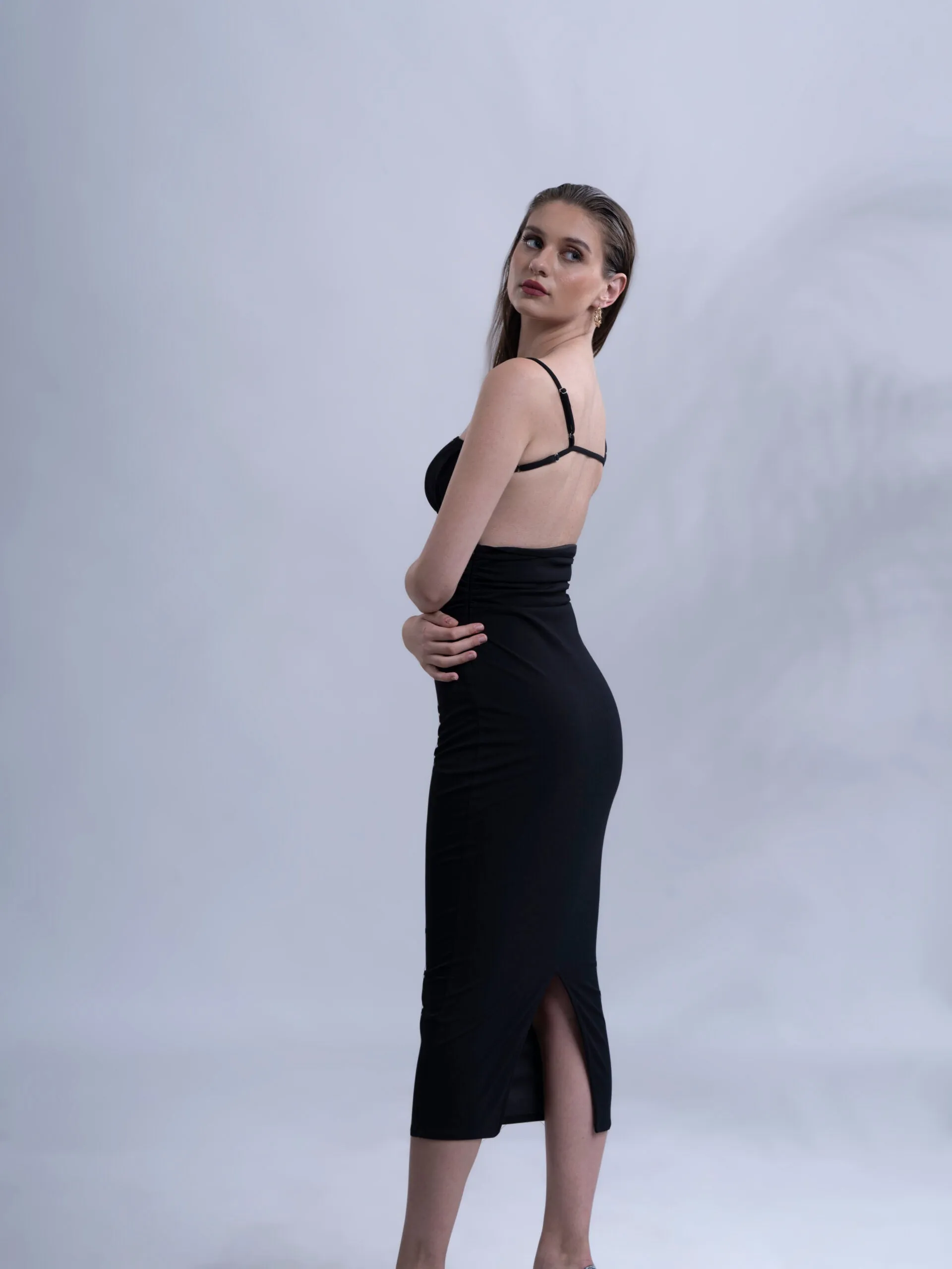 Women's Evening Black bodycon Knee length dress