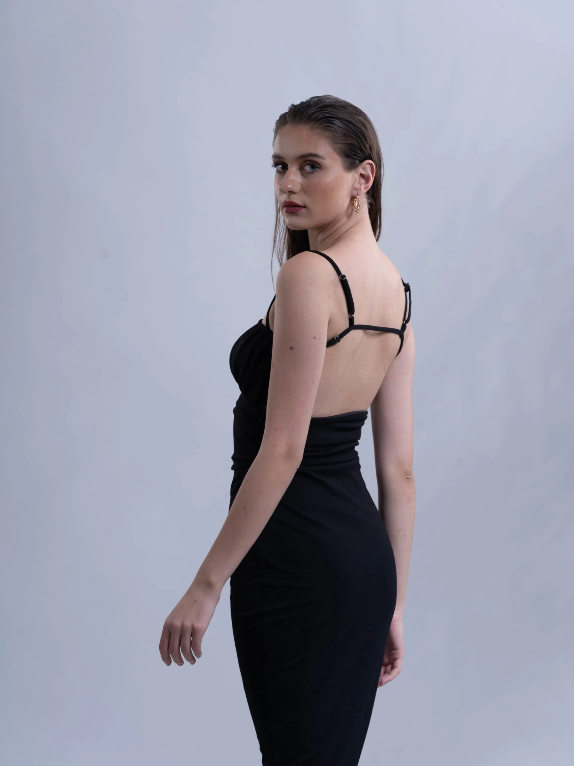 Women's Evening Black bodycon Knee length dress