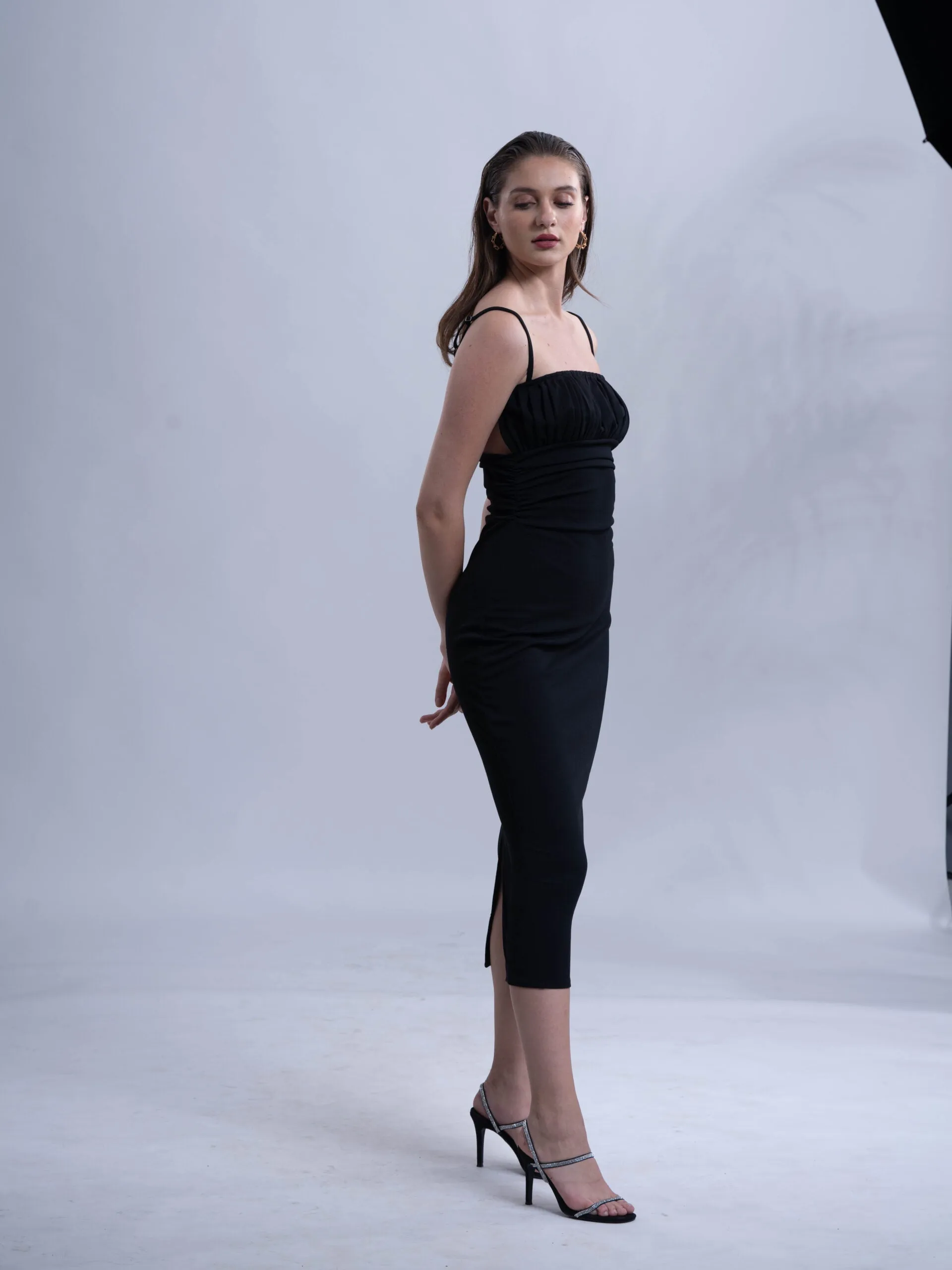 Women's Evening Black bodycon Knee length dress