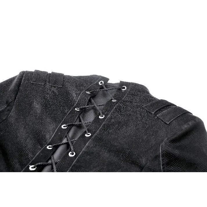 Women's Gothic High/Low Faux Leather Splice Jacket