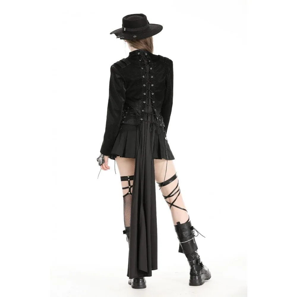 Women's Gothic High/Low Faux Leather Splice Jacket