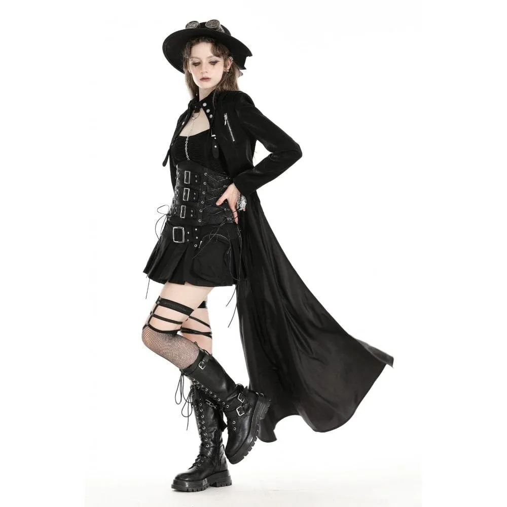 Women's Gothic High/Low Faux Leather Splice Jacket