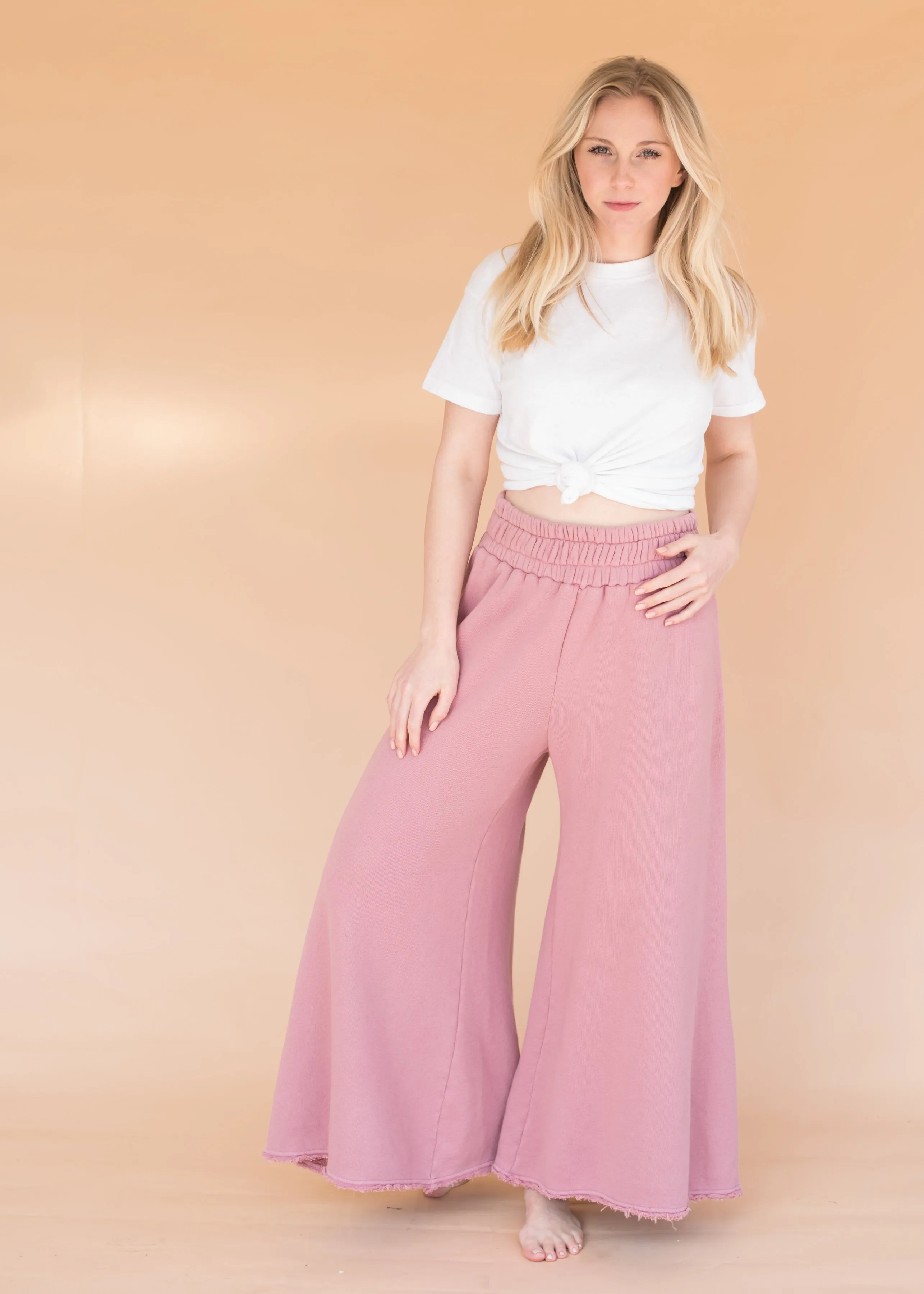 Women’s High-Waisted Rose Wide Leg  Sweatpants