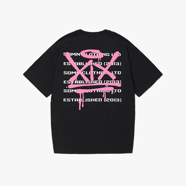 XIX Spray T-Shirt [Black/Hot Pink]