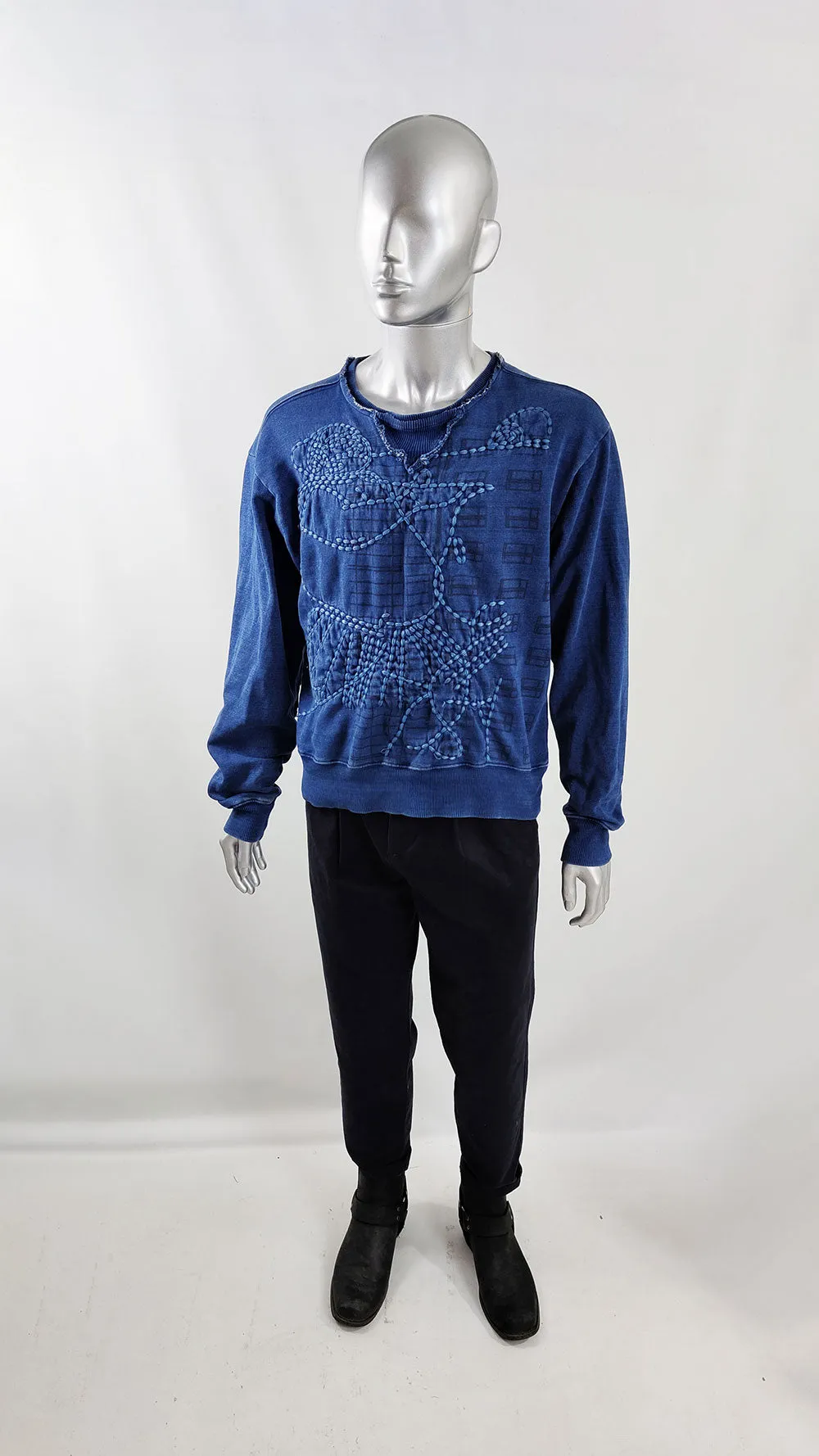 Yo Japan Vintage Mens Sashiko Stitching Sweatshirt.