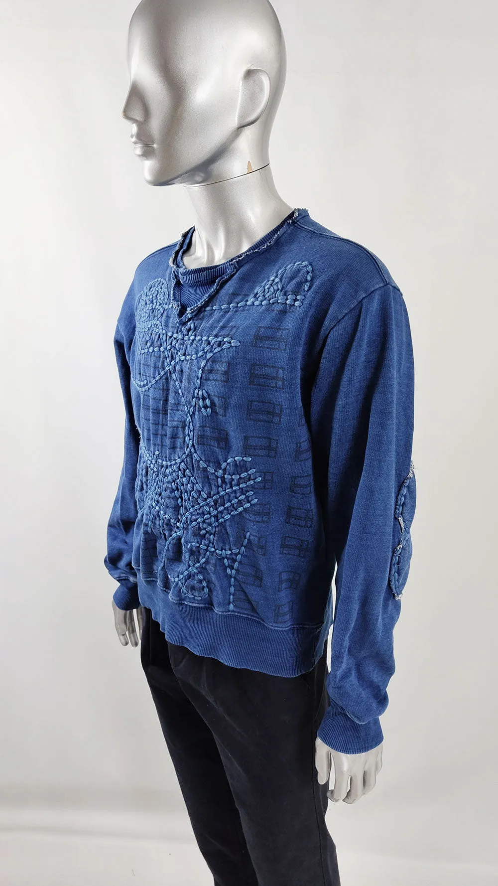 Yo Japan Vintage Mens Sashiko Stitching Sweatshirt.