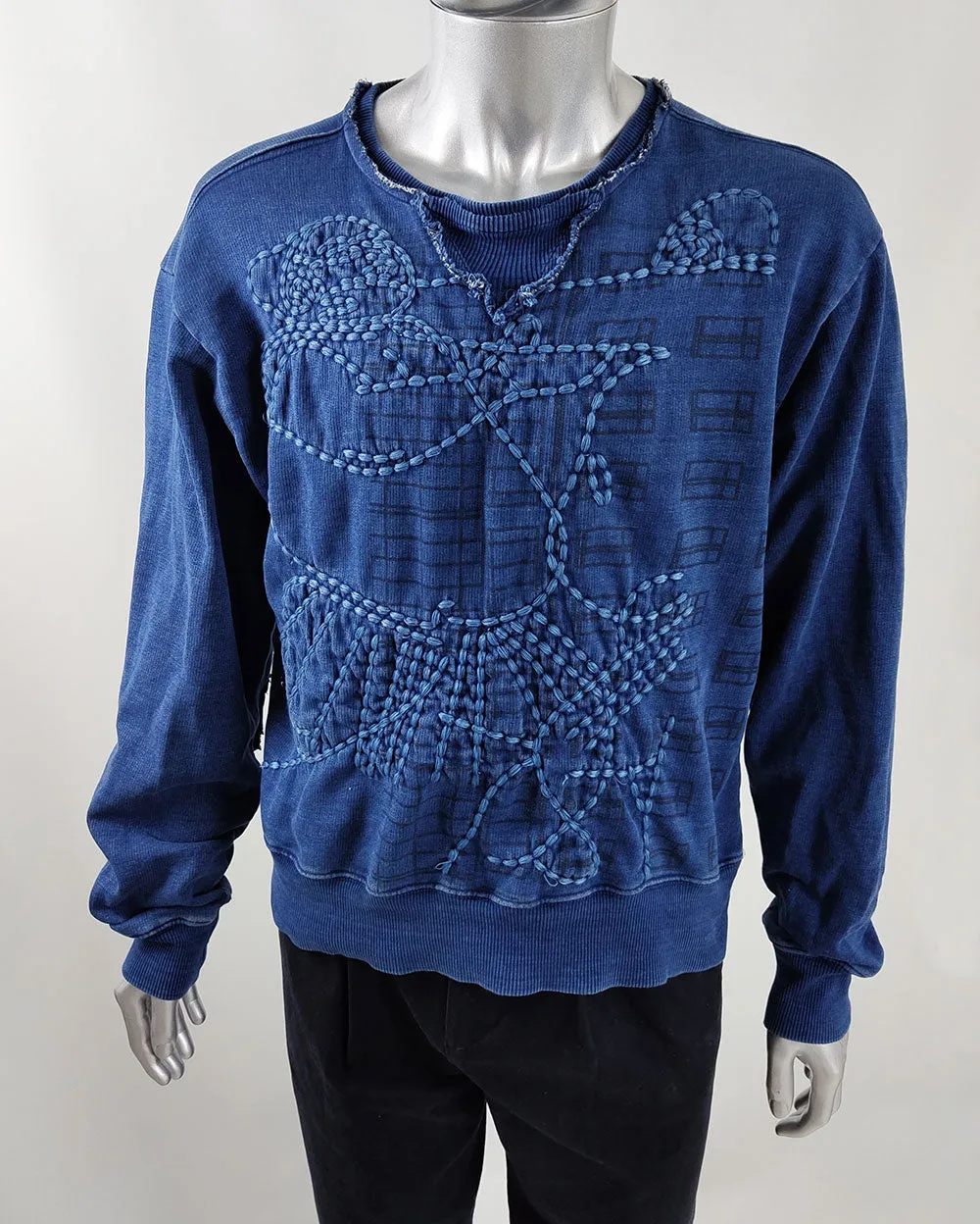 Yo Japan Vintage Mens Sashiko Stitching Sweatshirt.