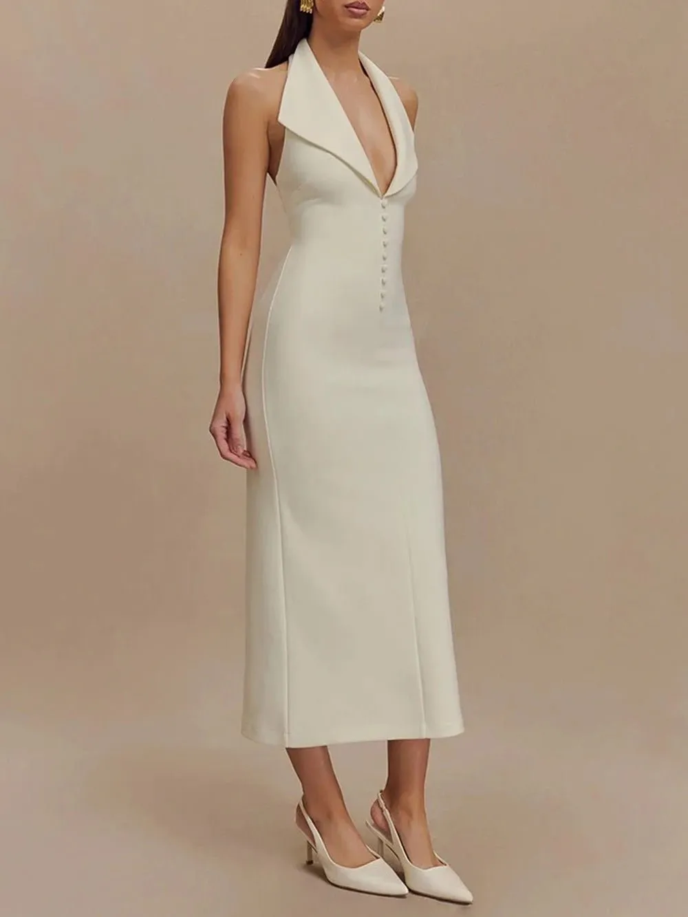 Zoe Backless Sleeveless Midi Dress