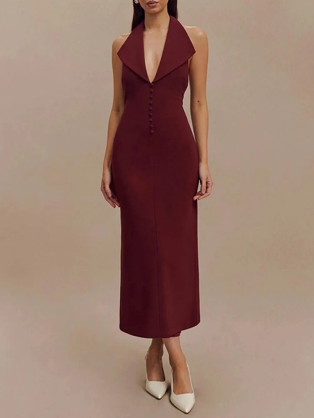 Zoe Backless Sleeveless Midi Dress